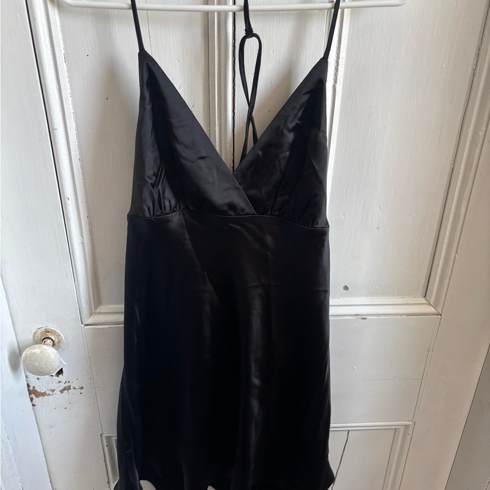 Dynamite Black Satin Slip Dress